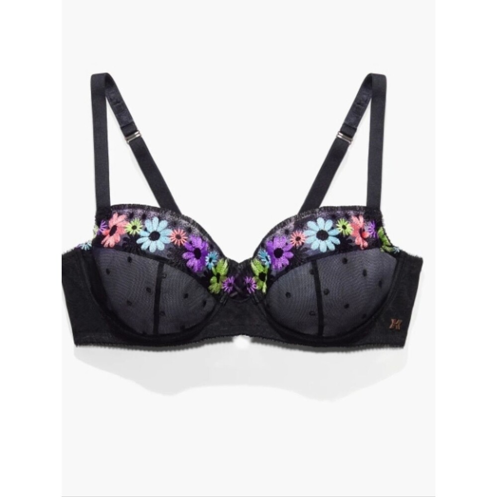 NEW savage X fenty free spirit floral embroidery unlined balconette bra 34C